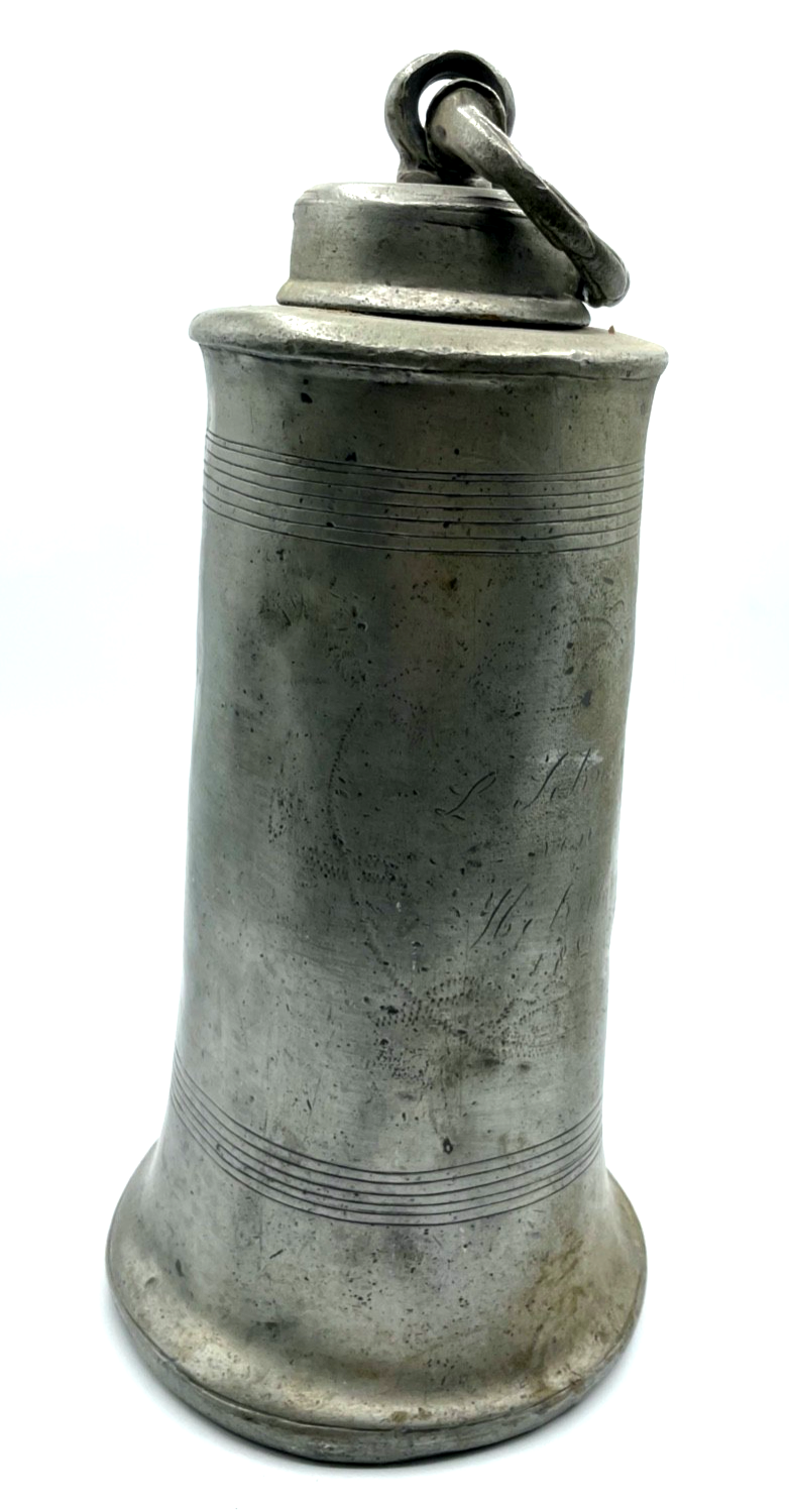 Antik Zinn Kanne mit Schraubdeckel Original von 1882 H ca. 30 cm Handarbeit0