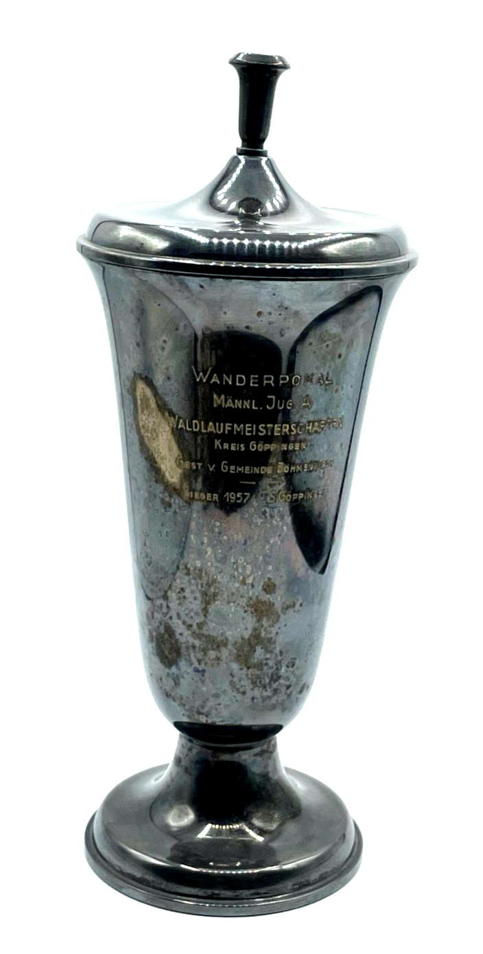 WMF versilbert Wanderpokal Sieger 1957 Waldlaufmeisterschaft TS Göppingen H 33cm0