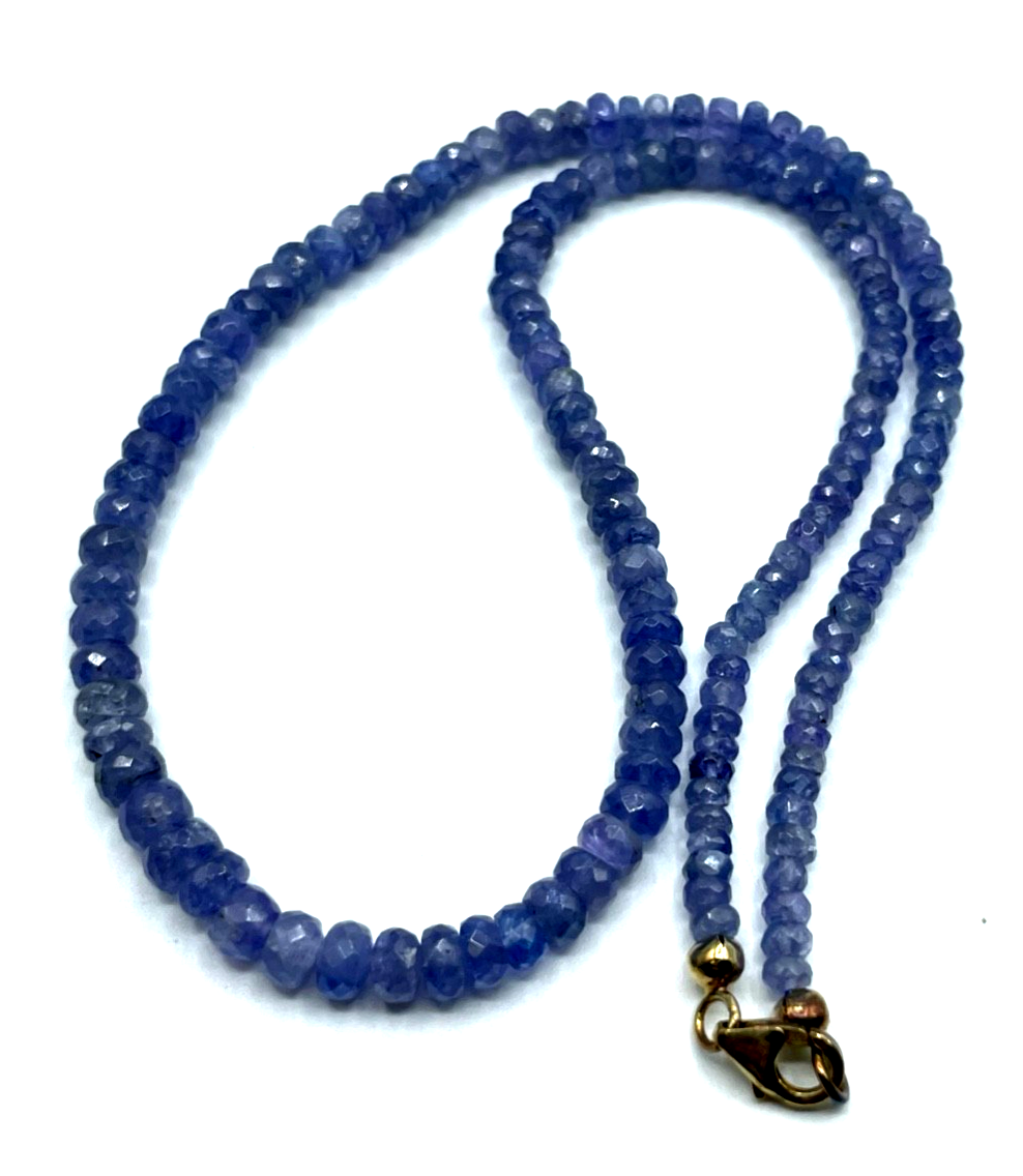Tansanit Kette Collier 925 Silber vergoldet facettierte Rondelle Verlauf L 46cm4