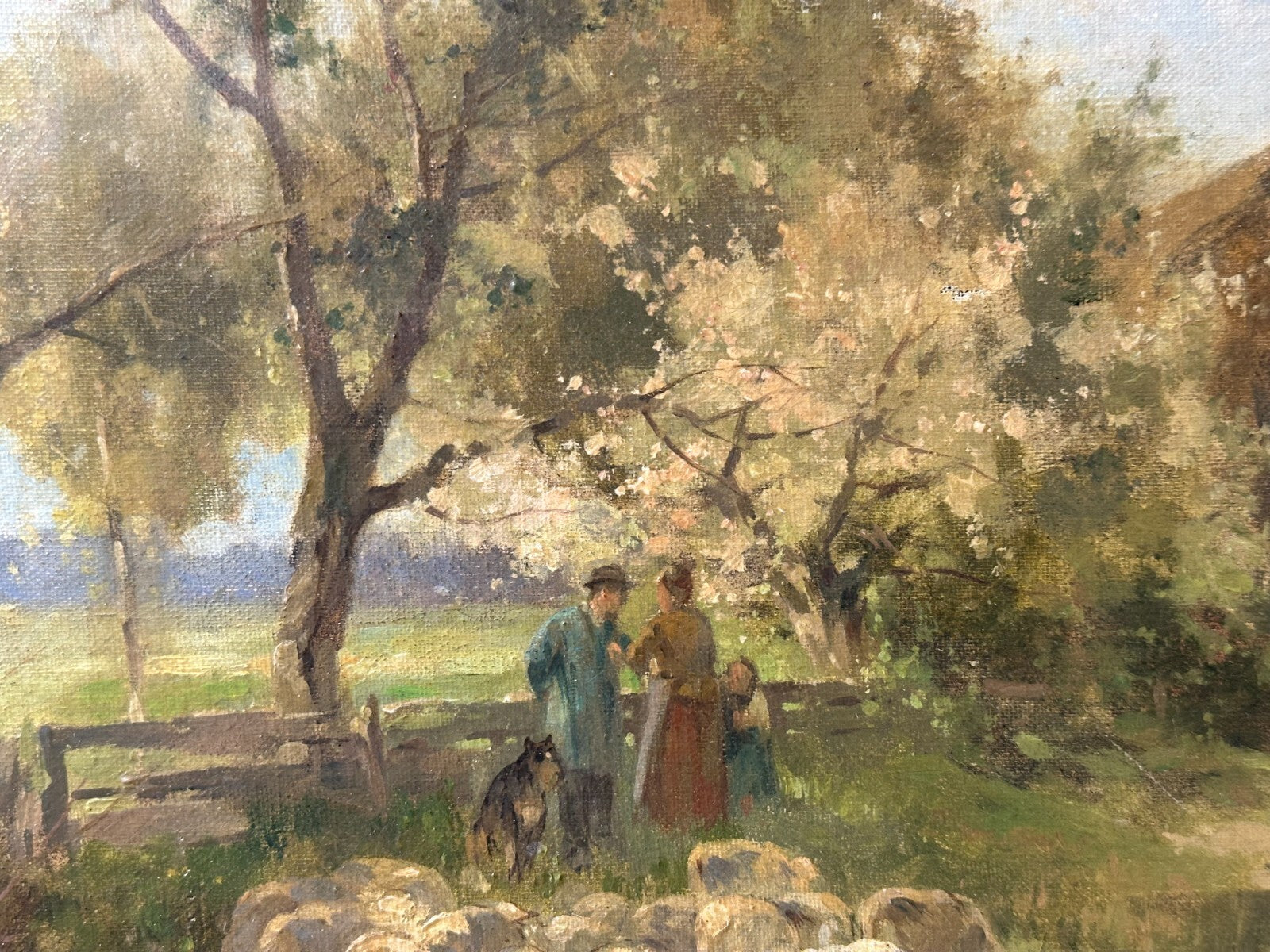 Öl auf Leinwand - Karl Adam Heinisch 1847-1923 - Schafherde mit Hirte - sign.3