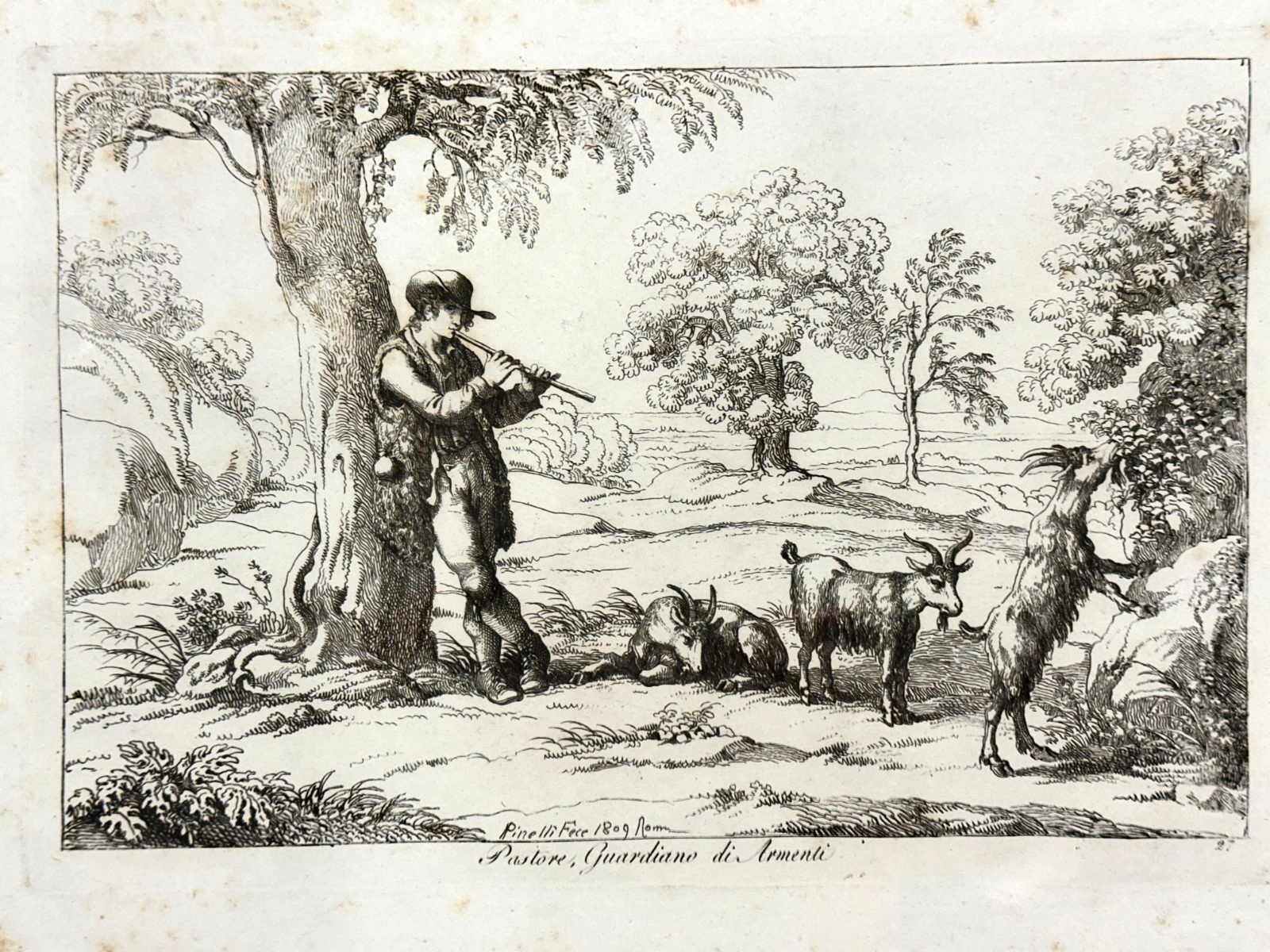 Bartolomeo Pinelli 1809 – Originalradierung „Pastore, Guardiano di Armenti"1