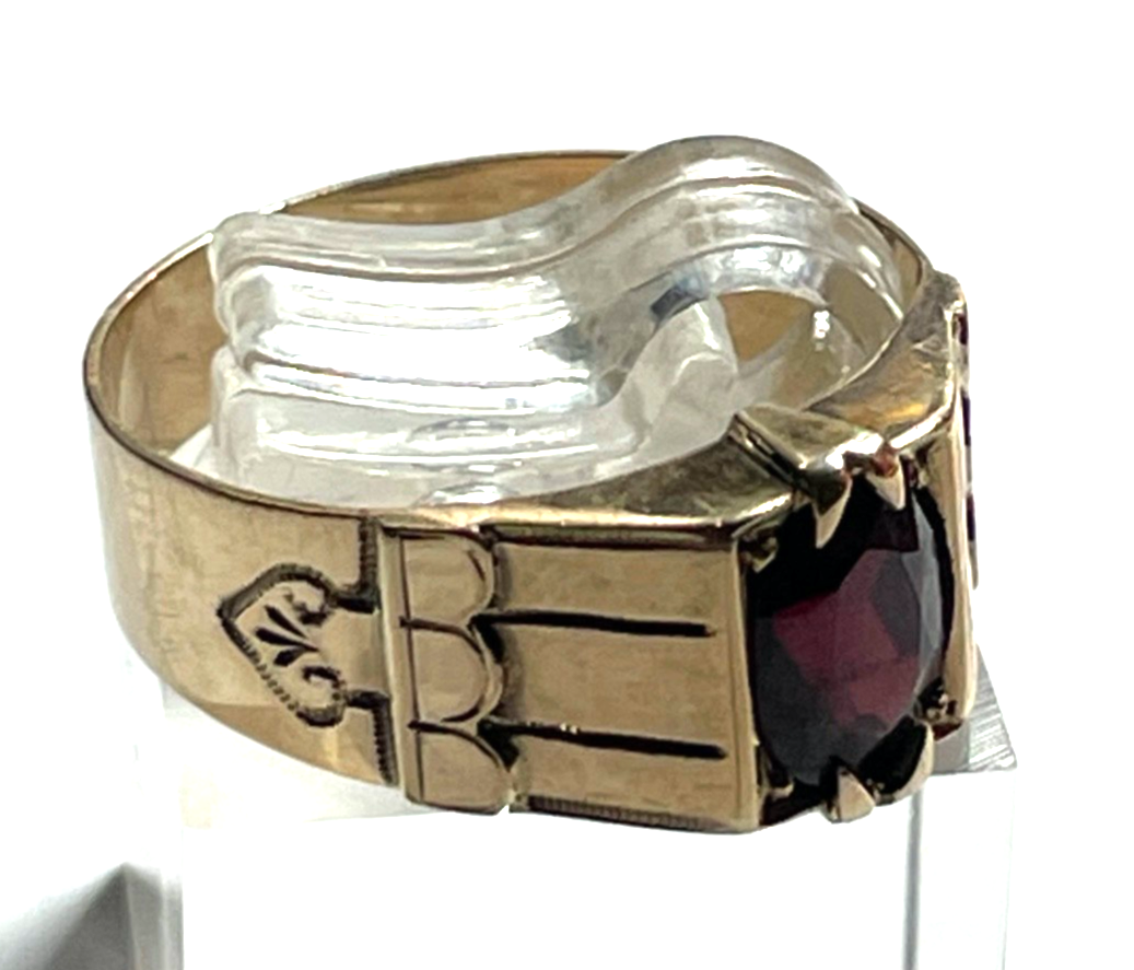 Aparter 333 Gold 8 K antik Ring Rotgold Granat RG 55 Ø 17,5 mm Juwelier1