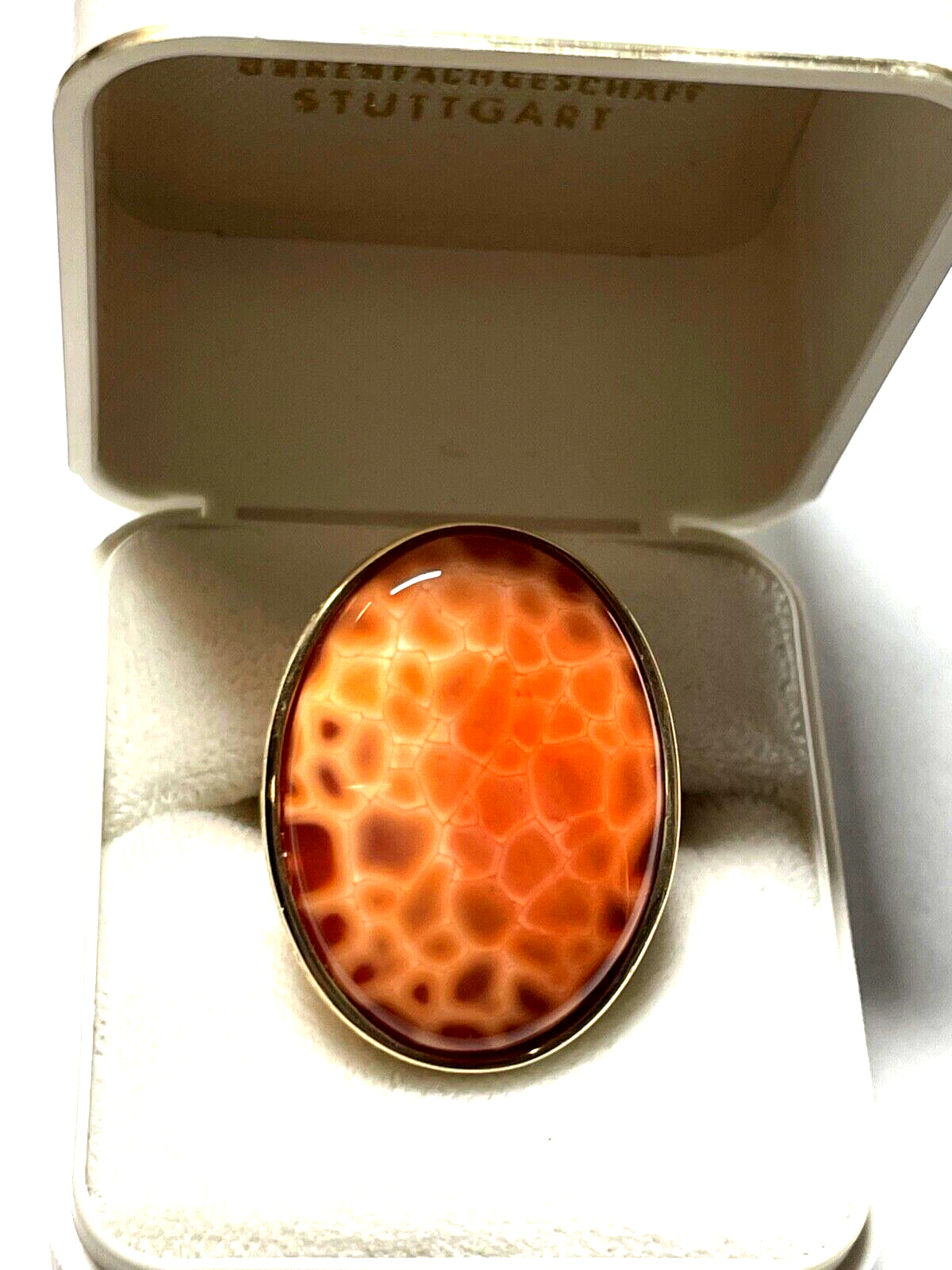 375 Gold 9 K Ring großer herrlicher Feuerachat RG 54 Juwelier solide Qualität10