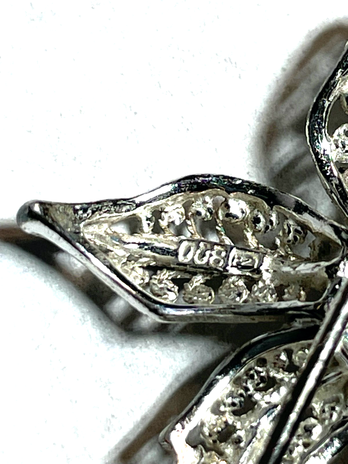 Antik 800 Silber Brosche Anstecknadel Filigransilber Handarbeit Orchidee gepfl.7