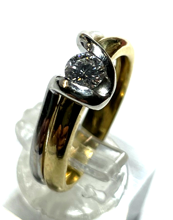 750 Gold 18 K Ring Solitär Brillant 0,5ct bicolor solide Juwelier Qualität RG 542