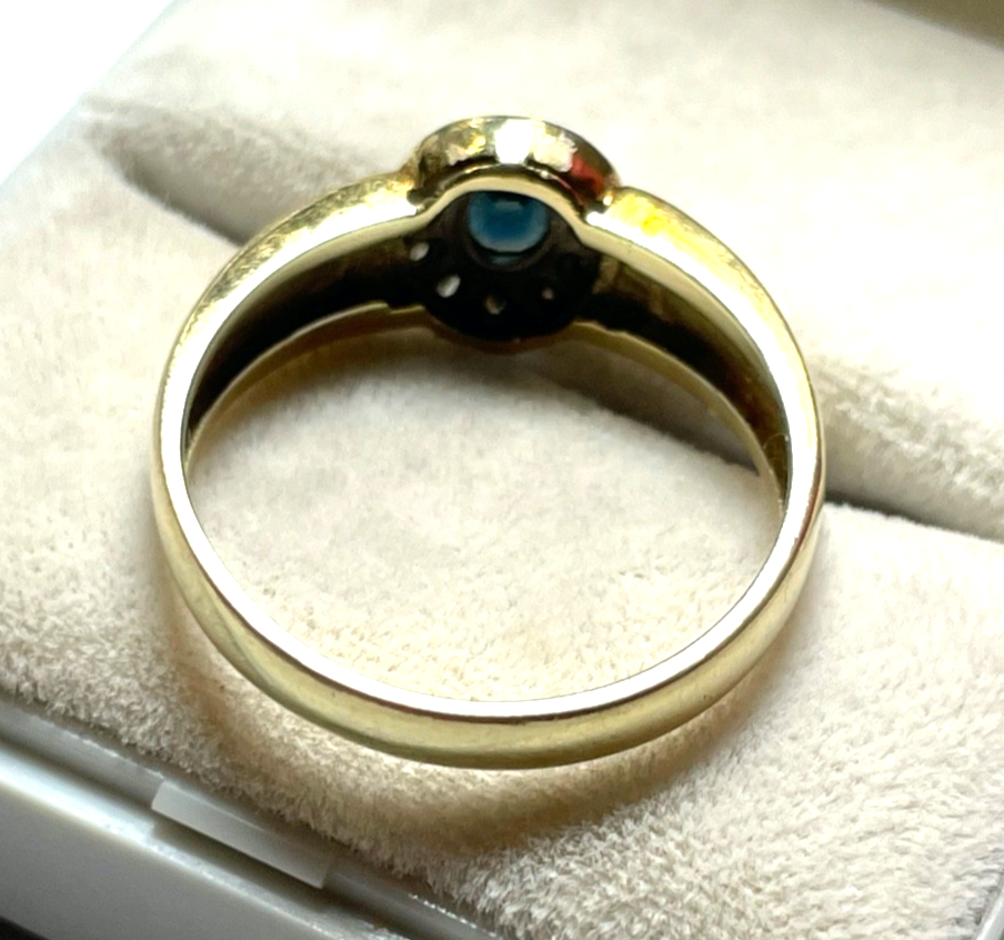 585 Gold 14 K Ring Saphir Diamant Halo Ø 18,5 mm RG 58 Juwelier Qualität gepfl.6