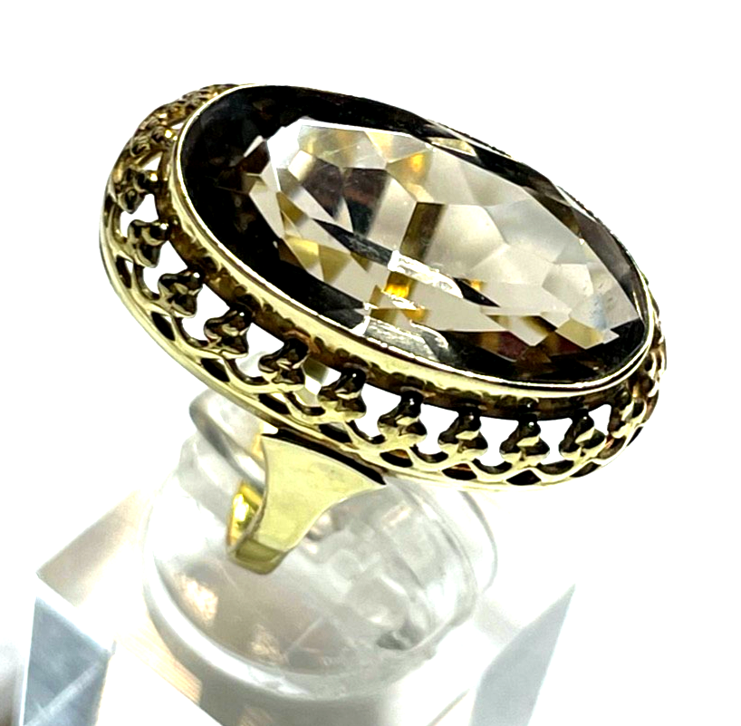 Vintage Design 333 Gold 8 K Ring Rauchquarz Ø 17,5 mm RG 55 Juwelier wunderschön1