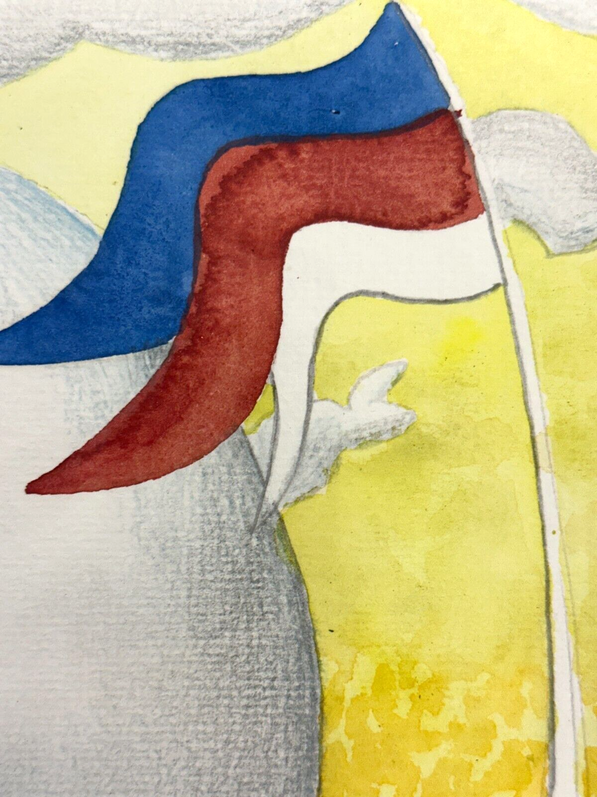 Kurt Gminder - Mixed Media Acylfarben Bleistift - Untitled - grahmt signiert3
