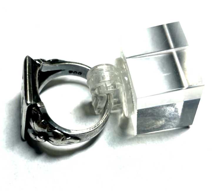 Antik 800 Silber Herrenring Ring Siegelring Onyx Initialen AR o RA RG 61 Ø 19,57
