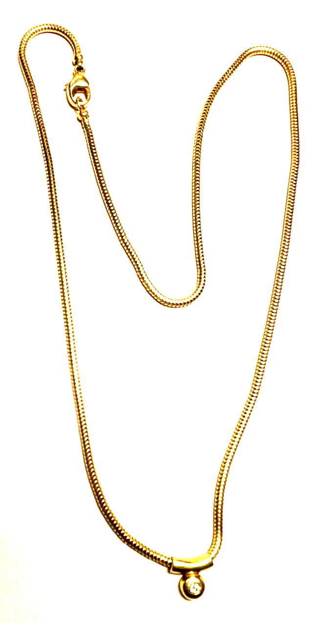 585 Gold Schlangenkette 45 cm + Gleiter Anhänger 0,1 ct. Brillant Juwelier gepfl1