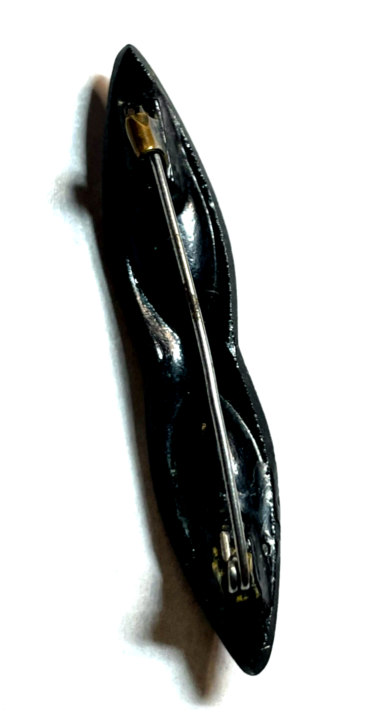 Antik Trauerschmuck Brosche schwarze Schleife um 1900 sehr gepflegt L 60 mm H 112