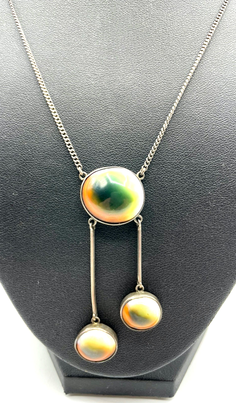 Vintage Rarität Operculum Augenachat Collier Halskette 835 Silber sehr gepflegt3