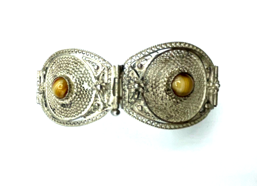 Vintage stattlich Ethno echt Silber Filigran Armband Handarbeit L 18,5 B 3,7 cm2