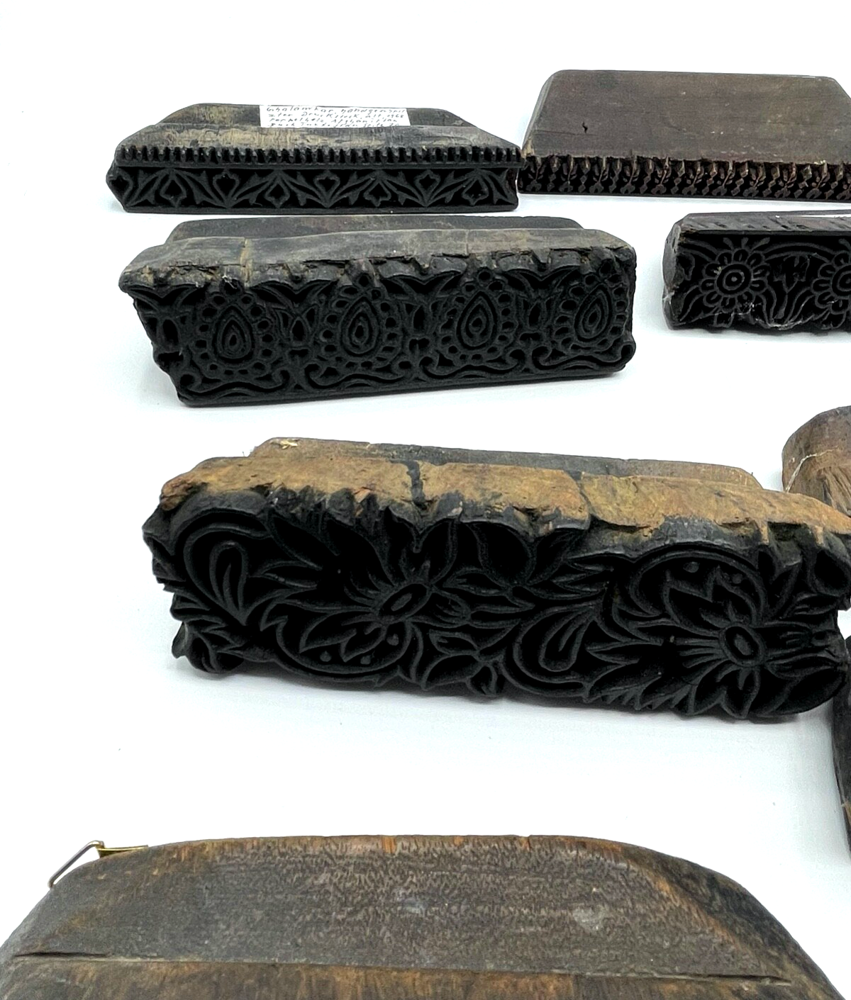 8x antik Druckstempel Druckstock Stoffstempel mit Provenienz aus Sammlung7