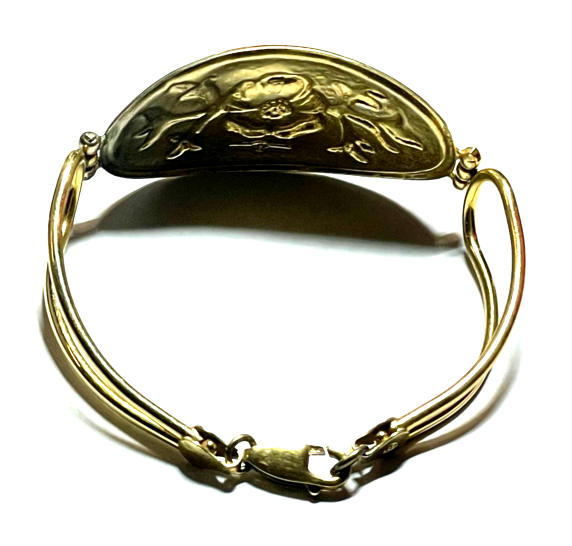 Vintage 925 Silber vergoldet Armband Handarbeit florales Dekor Armreif ähnlich9