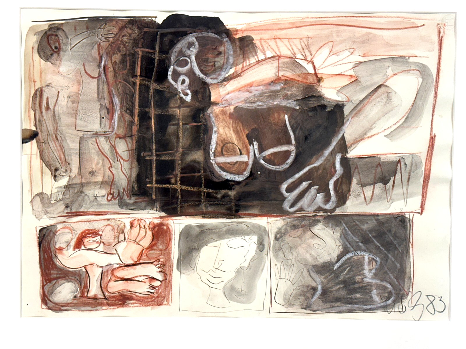 Ulla von Gierke (UvG) - 1986 – Abstrakte Komposition -  Acryl auf Leinwand - sig1