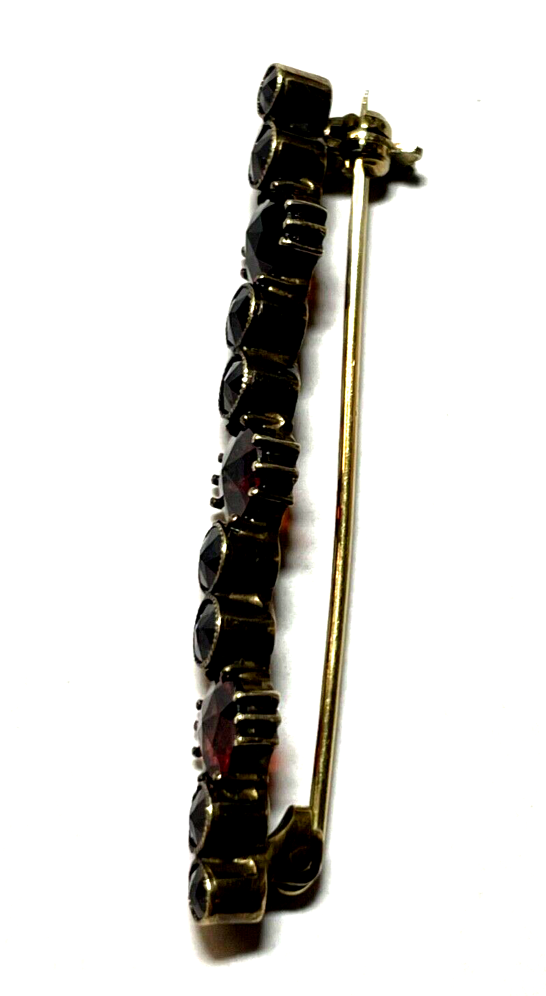 Wunderschöne antik Stabbrosche Granat Anstecknadel Golddouble L 42 mm elegant6