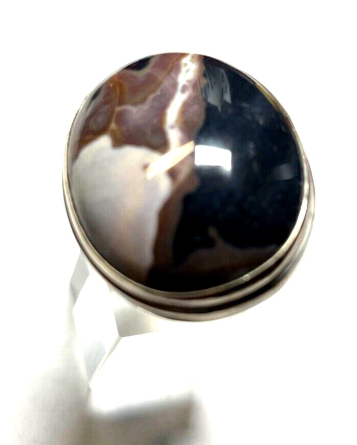 Solider 925 Silber Ring Silberring schöner Achat Ø 18,4 mm RG 58 gepflegt unisex8