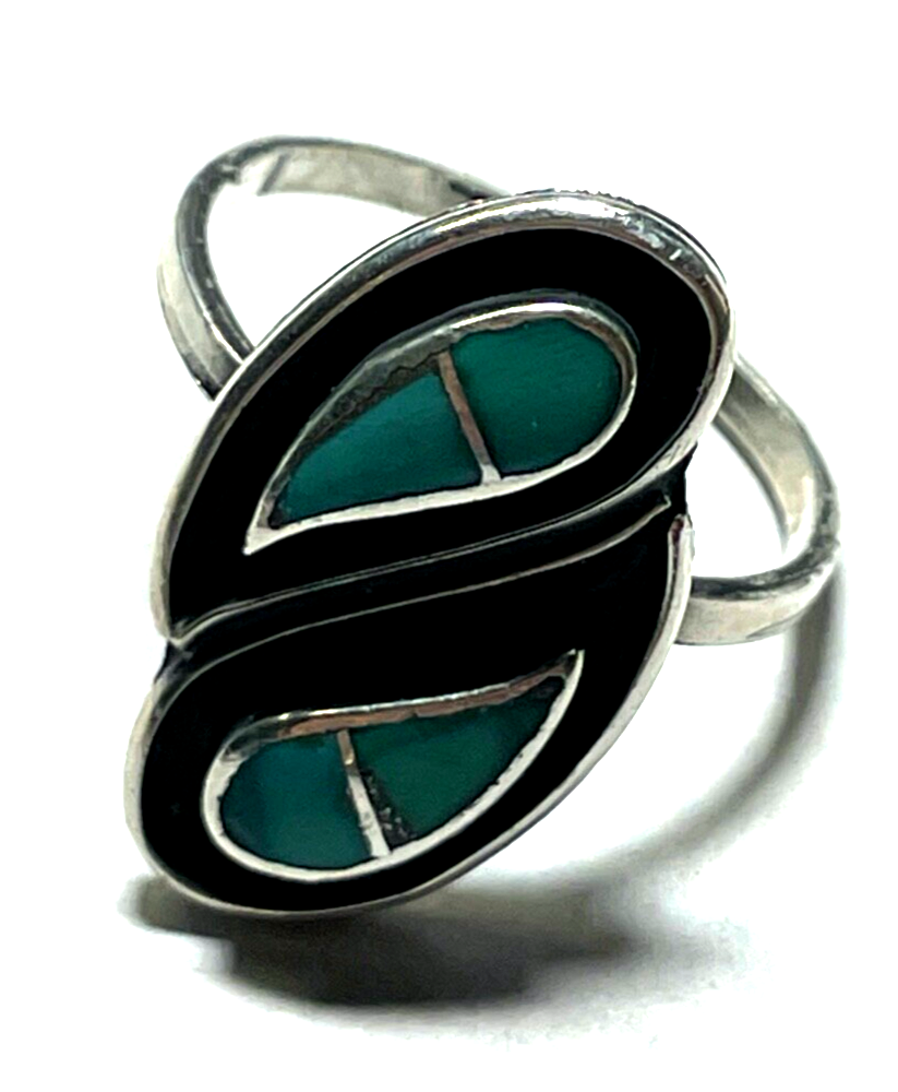 925 Sterling Silber Ring Indianerschmuck Türkis Navajo Handarbeit RG 536