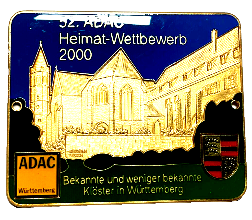 52. ADAC Heimat-Wettbewerb 2000 Klöster Württemberg Auto Plakette Car Badge1