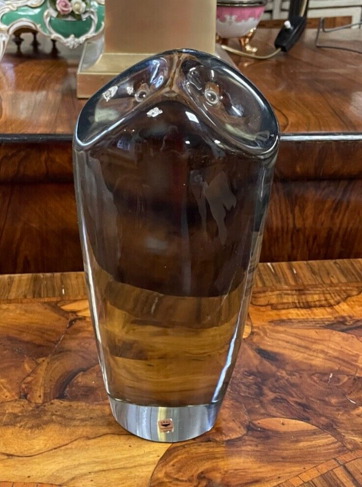 Midcentury Rarität L. Seguso Eule für Gral Glas Turmalin Grün Unikat H 22cm sign7