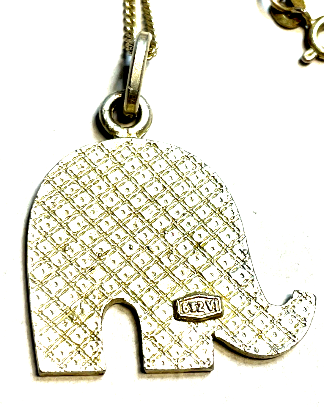 835 Silber Kette mit gr. Elefant Anhänger Emaille 70er J unisex gepflegt L 55 cm3