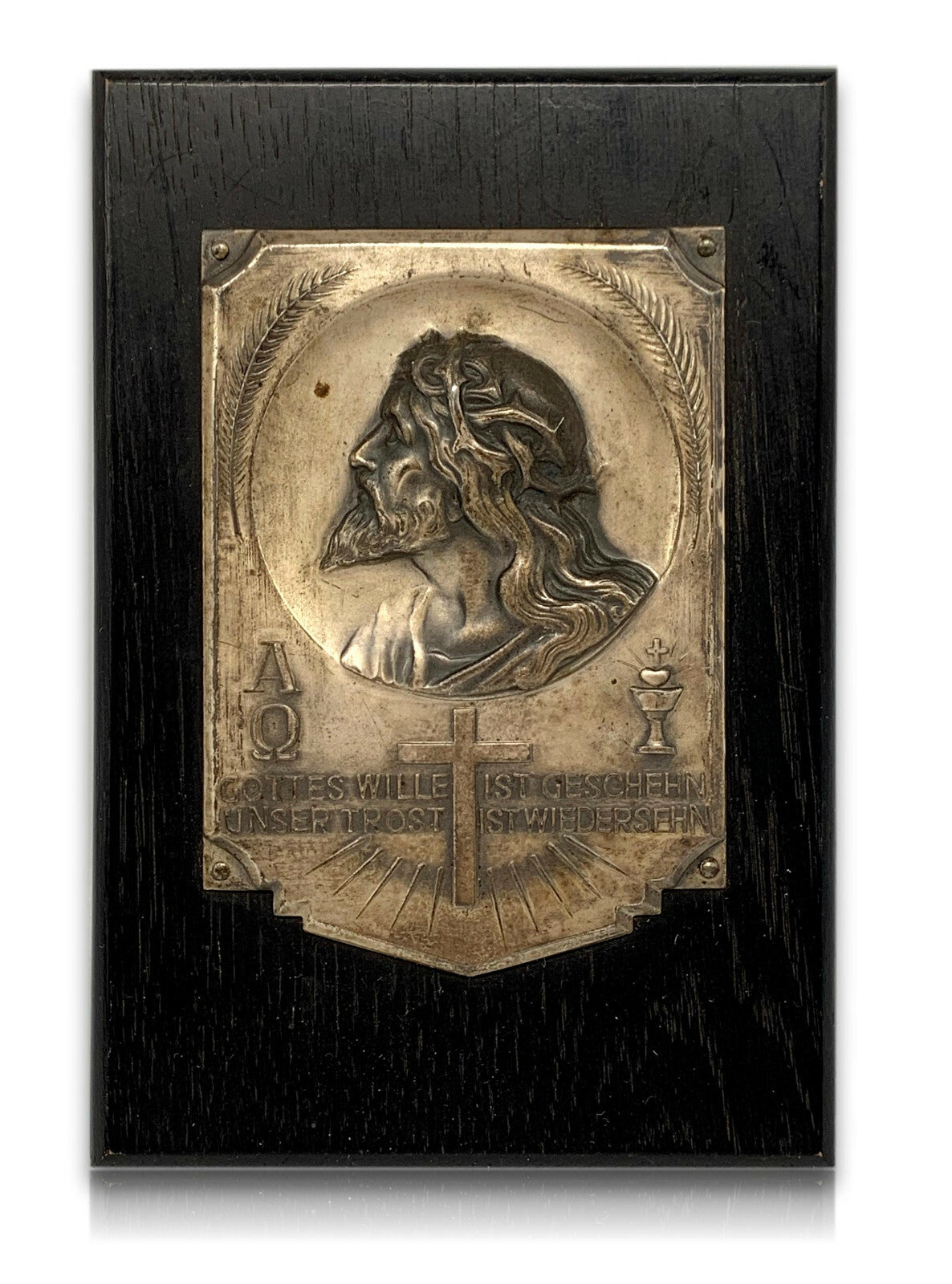 Relieftafel - Wandbild - religiöses Motiv Jesus mit Dornenkrone auf Holz0