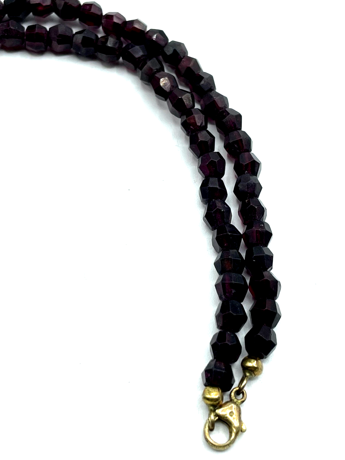 Facettierte Granat Kette Collier 925 AG/vergoldet Karabiner L 45,5 cm B 6 mm5