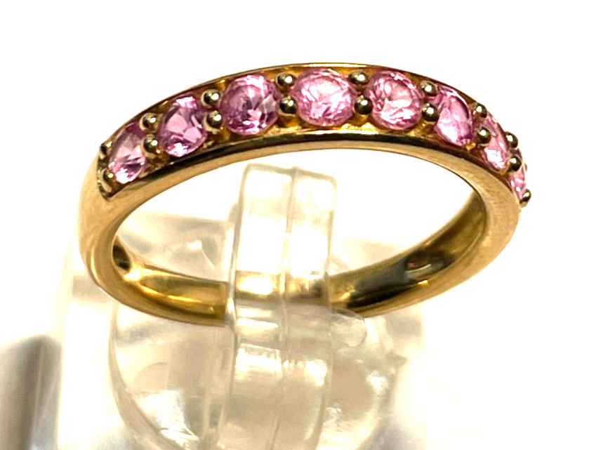 Massiver 375 Gold 9 K BCI Ring mit 8x Padparadscha Saphir in Pink RG 57 Ø 18 mm0