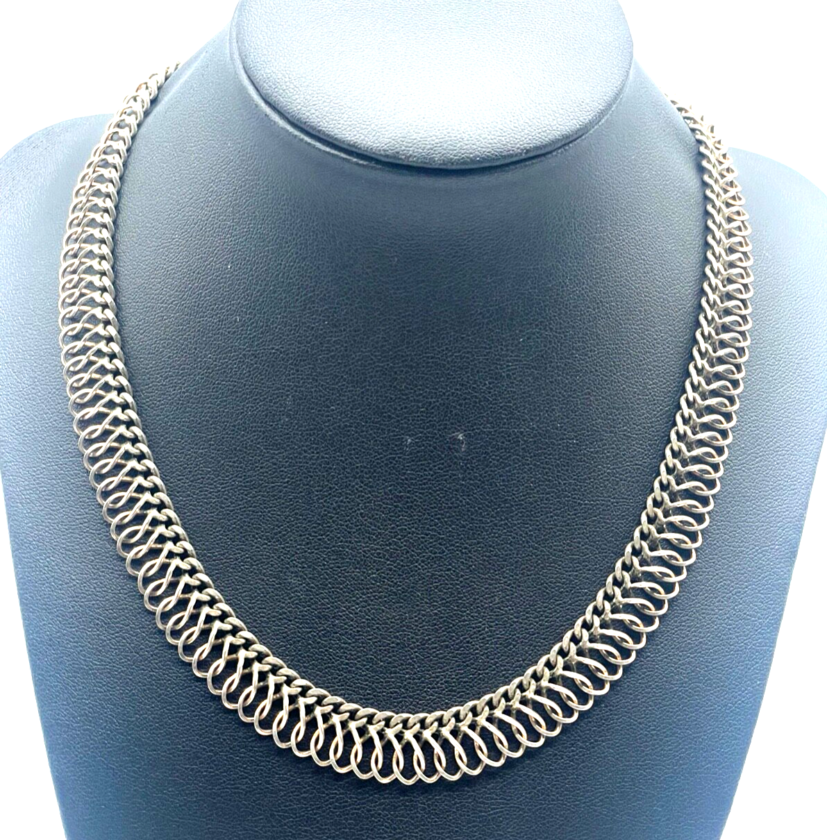 Vintage Design Silber Kette 835 FBM Collier 70er J Längenverstellbar bis 47,5cm0