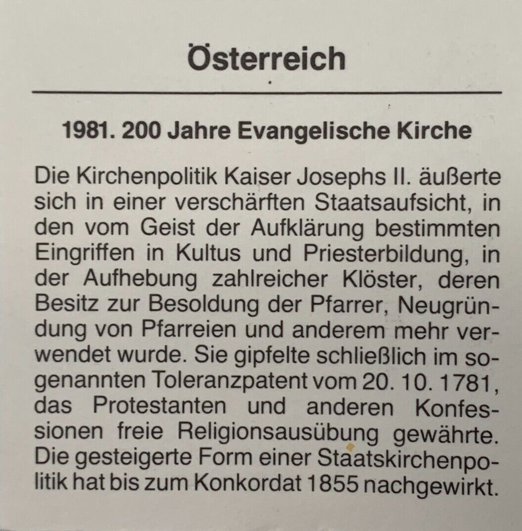 500 Schilling Österreich - Silber Münze - 200 Jahre Evangelische Kirche - PP3