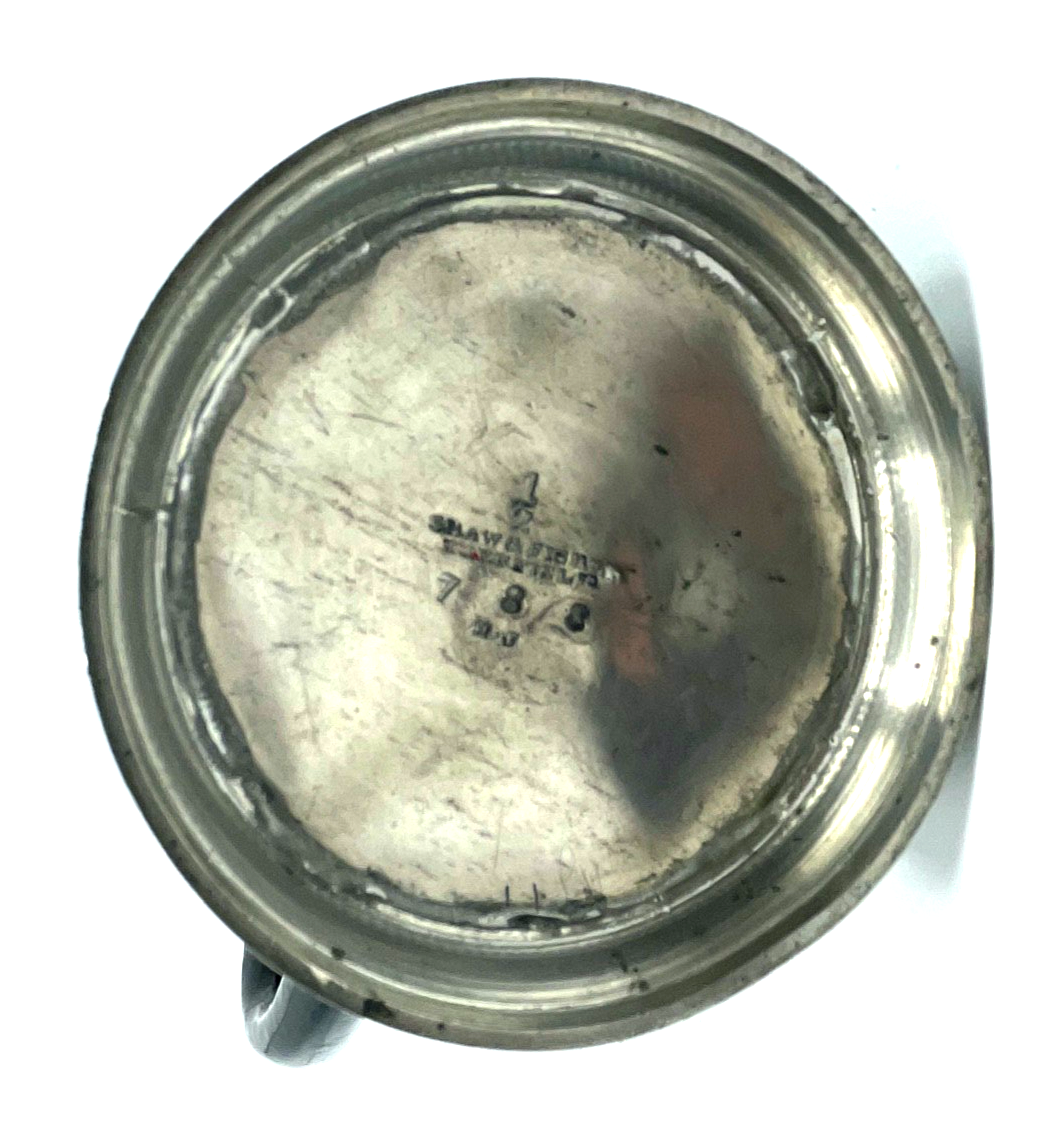 Antik kleine englische Zinnkanne mit Holzgriff um 1900 sehr dekorative Nostalgie8