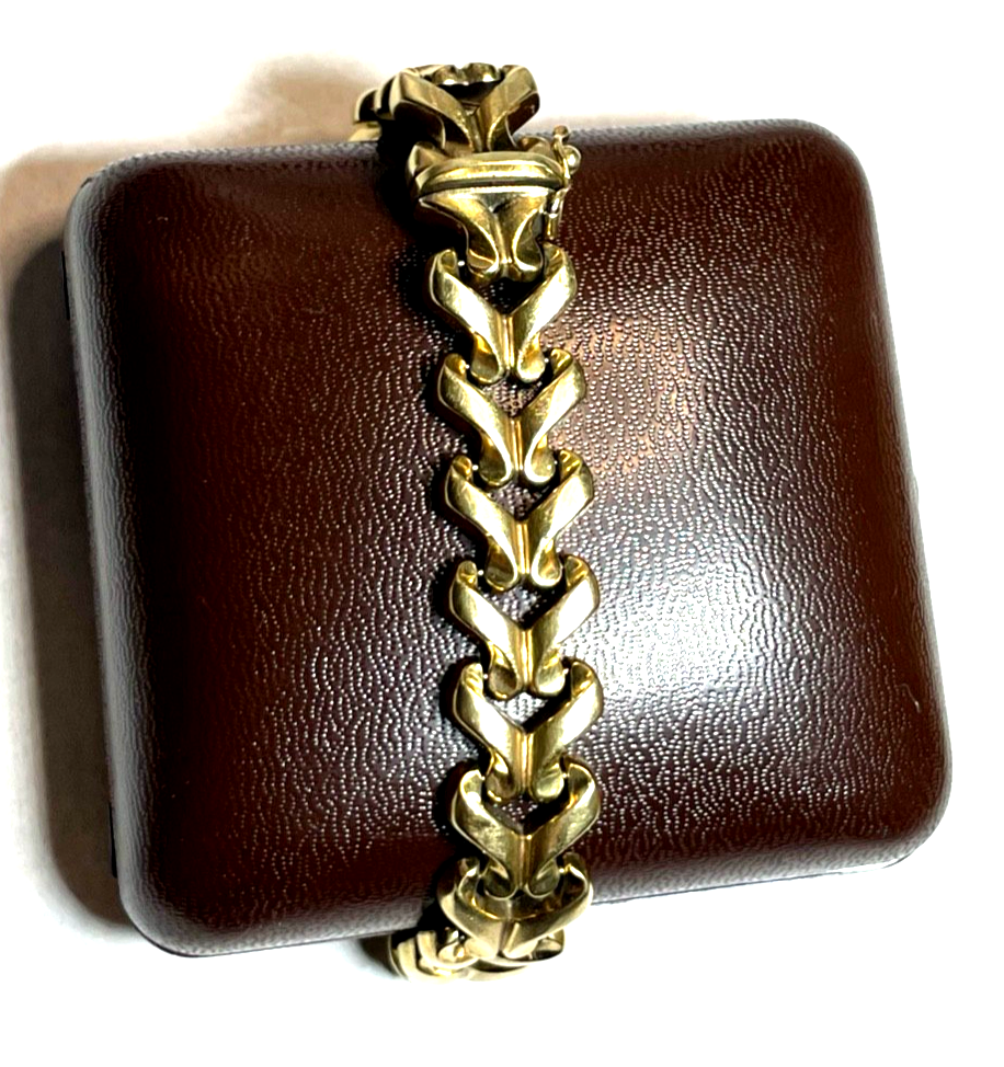 Solides 585 Gold 14 K apartes Armband Juwelier L 18,5 cm B 13 mm gepflegt 16,811
