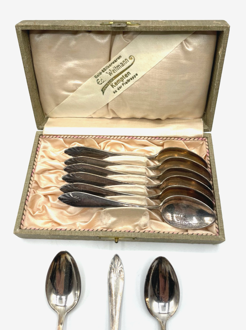 6 + 3 Kaffeelöffel o  Teelöffel 100er Silber Auflage ZENTRA in Orig. Box um 19101