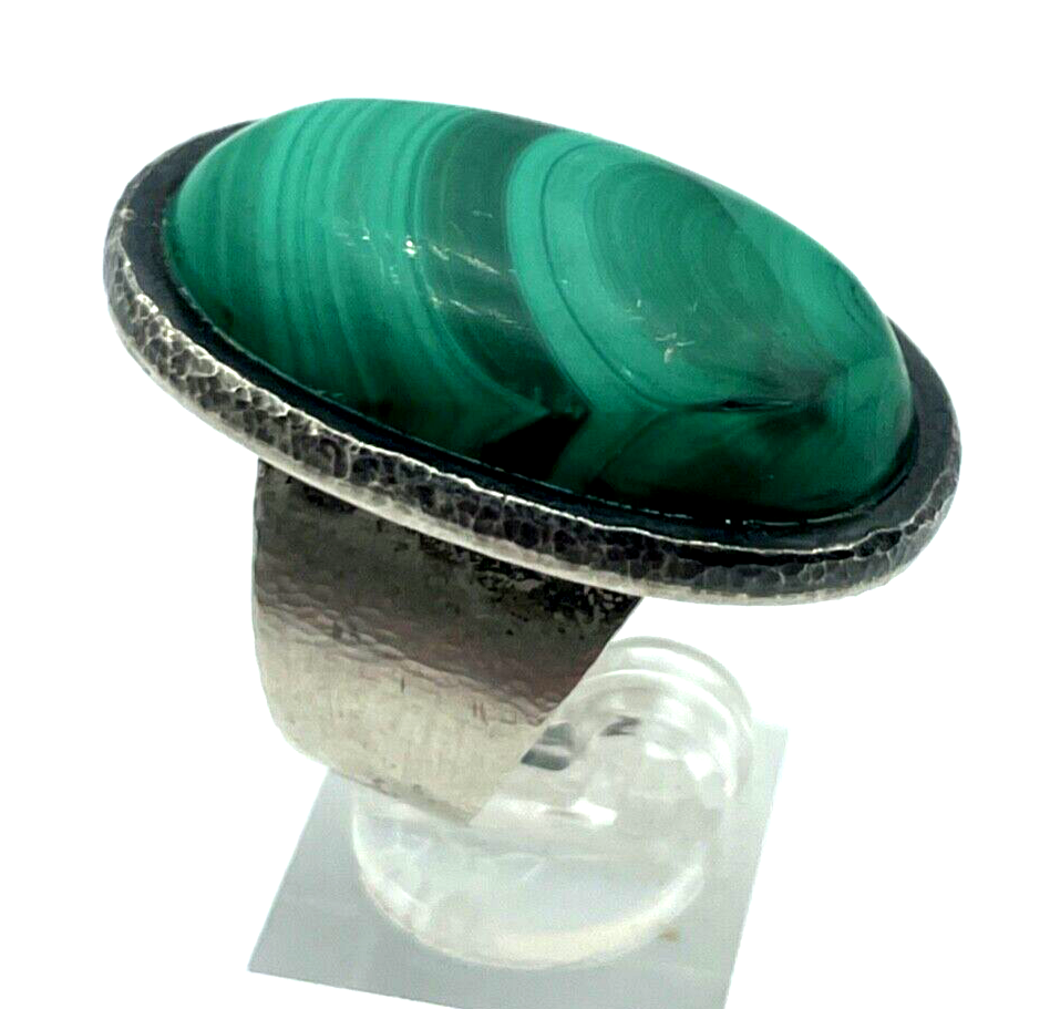 Solider 925 Silber Ring Malachit massiv 27 Gramm unisex Ø 18mm RG 57 Handarbeit7