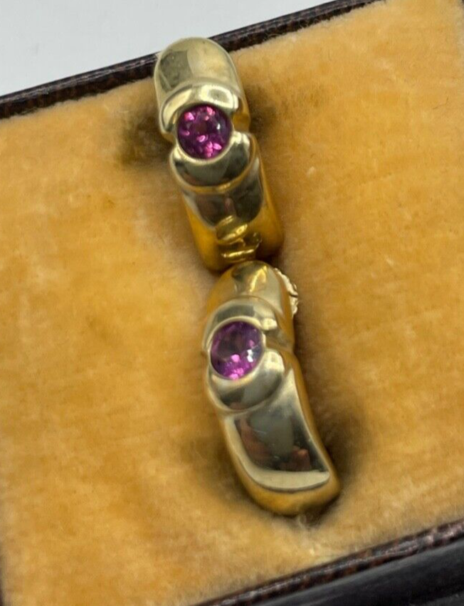 375 Gold 9 K Ohrringe Pink Rhodolith Almandin Edelstein L 14 mm B 5 mm Juwelier6