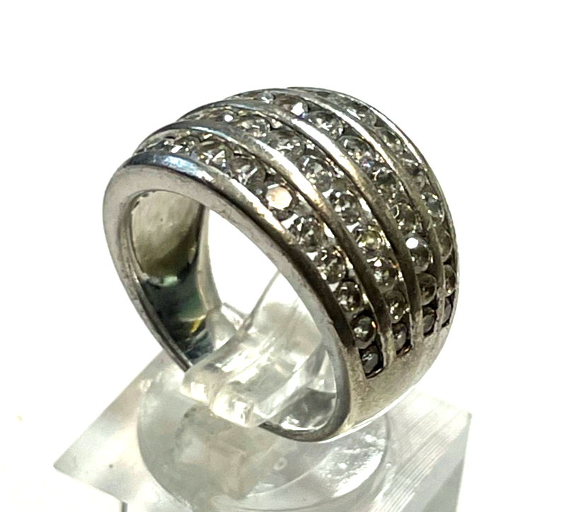 Solider 925 Silber Ring Cocktail Silberring CZ Besatz Handarbeit Ø 16 mm RG 503