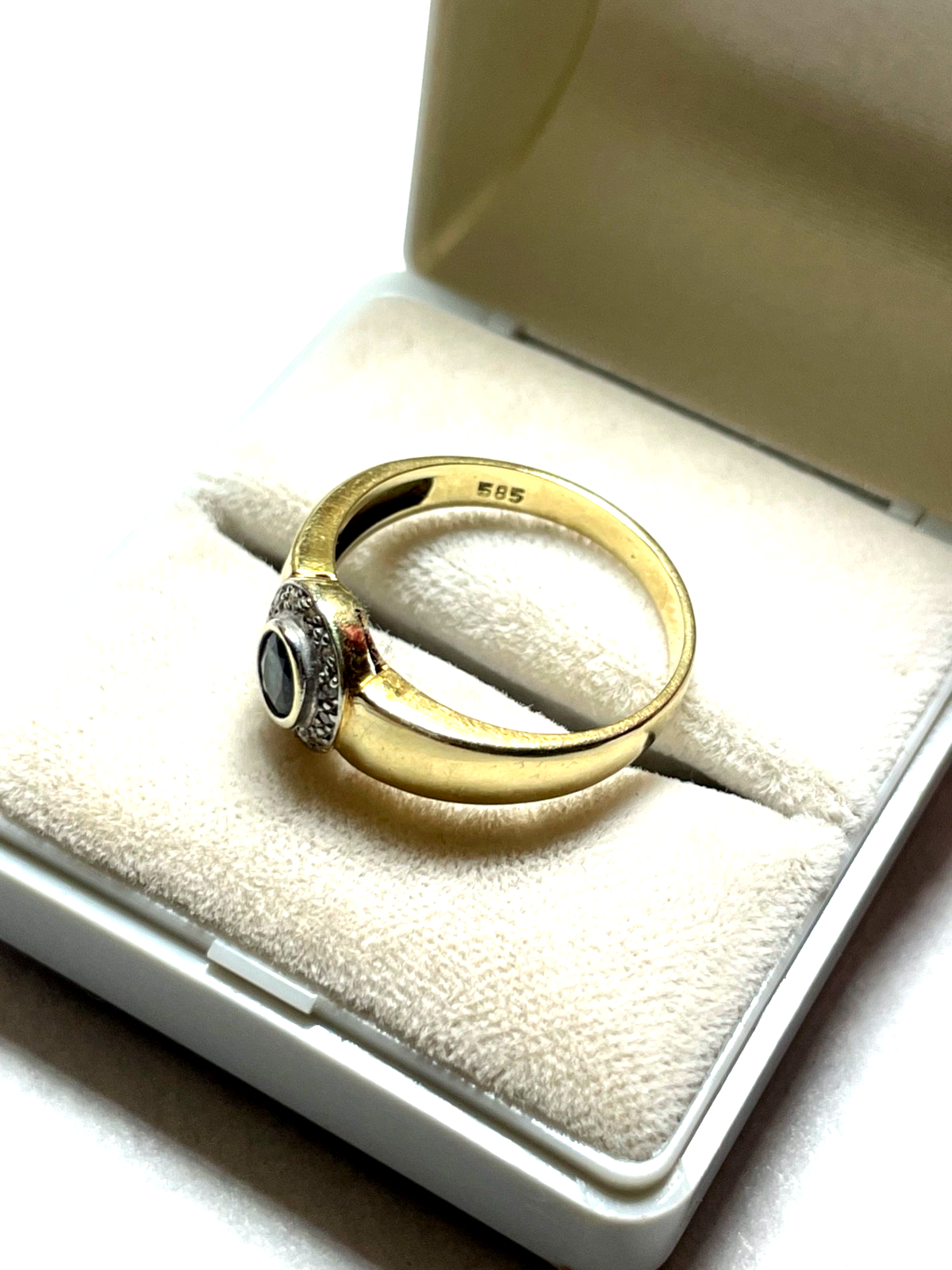 585 Gold 14 K Ring Saphir Diamant Halo Ø 18,5 mm RG 58 Juwelier Qualität gepfl.4