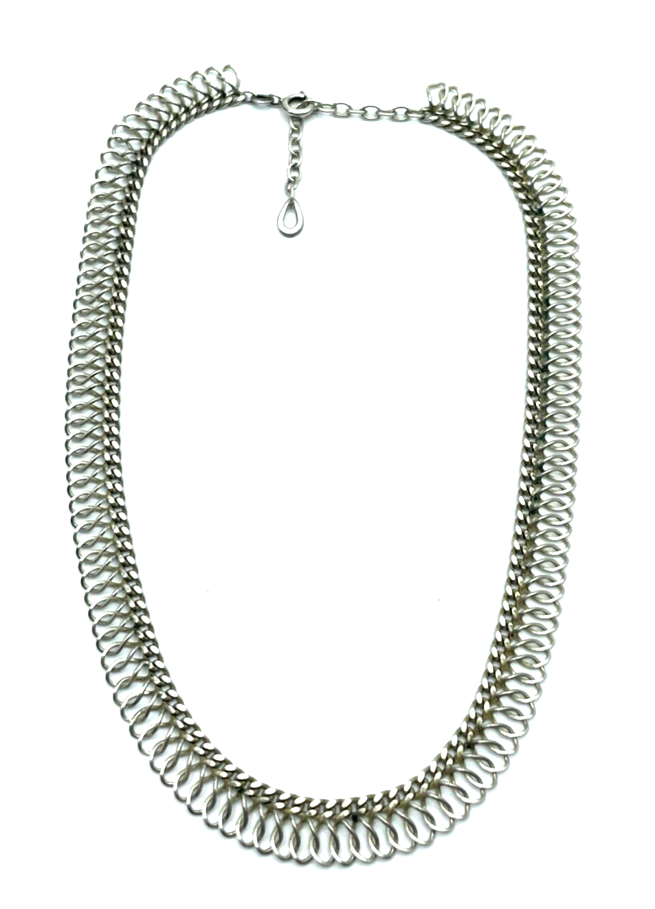 Vintage Design Silber Kette 835 FBM Collier 70er J Längenverstellbar bis 46 cm 20