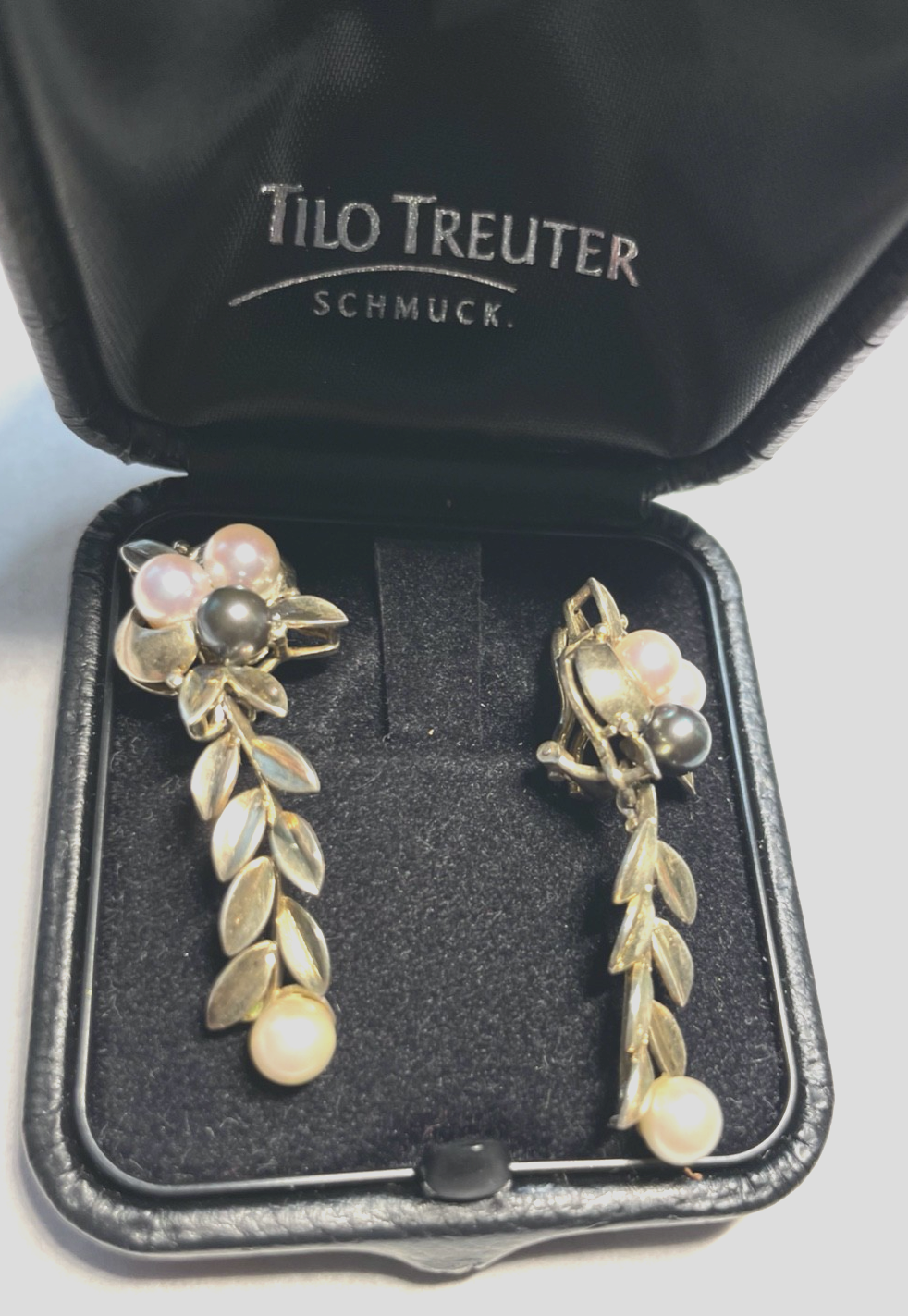 Stattlich elegante 925 Silber vergoldete Ohrringe Ohrclips Clips 8x Akoya Perle9