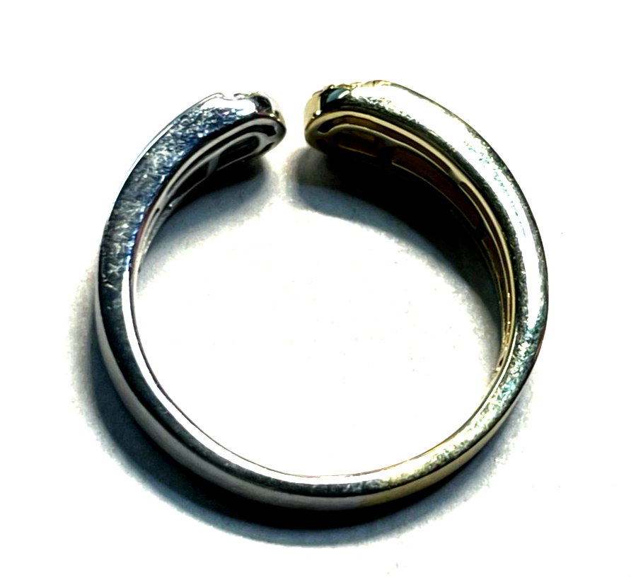 Solider Bicolor 585 Weißgold Gelbgold Ring Brillanten Ø 18 mm RG 57 Juwelier8