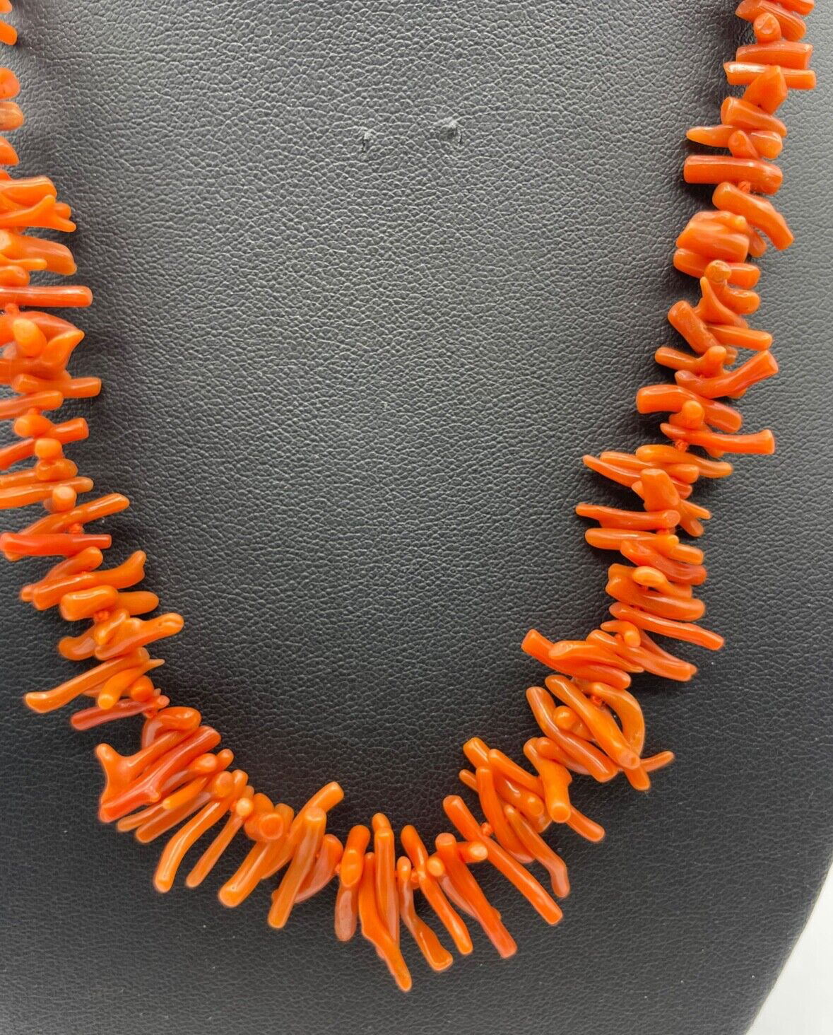 Edle vintage Korallenkette Stäbchen Koralle Collier Verlauf L 44 cm Lachsfarbig1