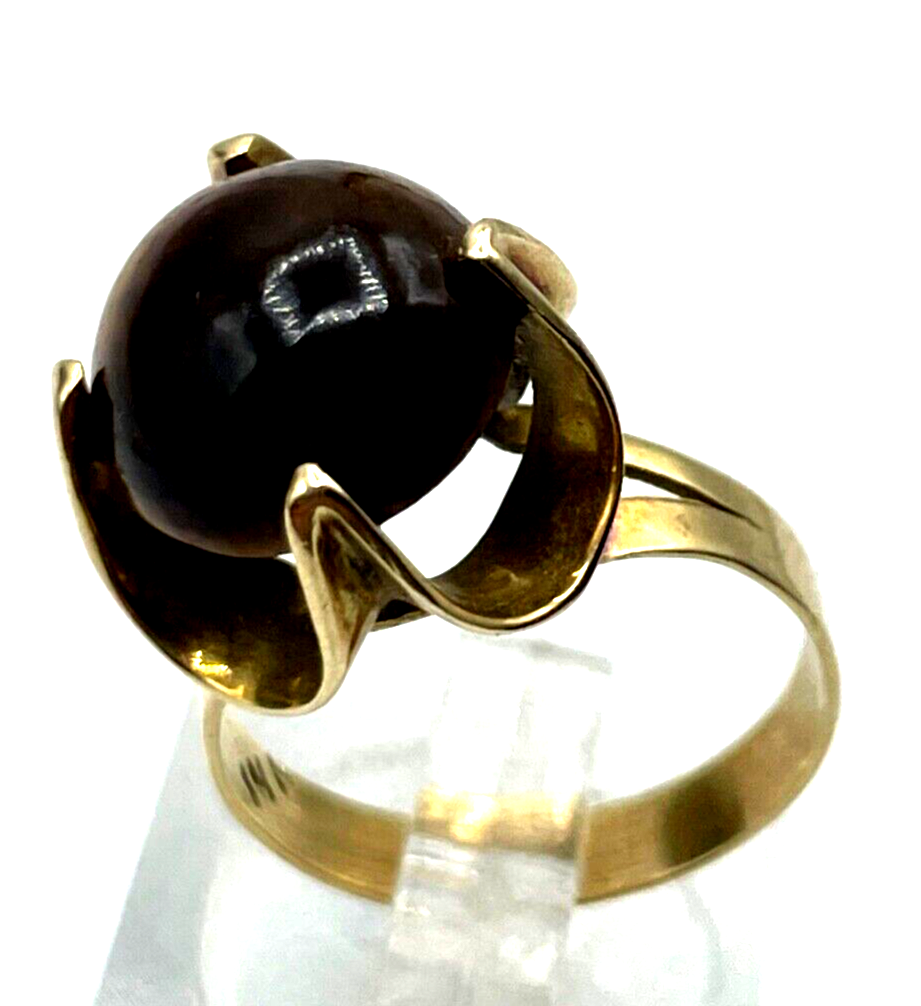 Vintage Style 585 Gold 14 K Ring mit Tigerauge Cabochon Ø 16,5 mm RG 527