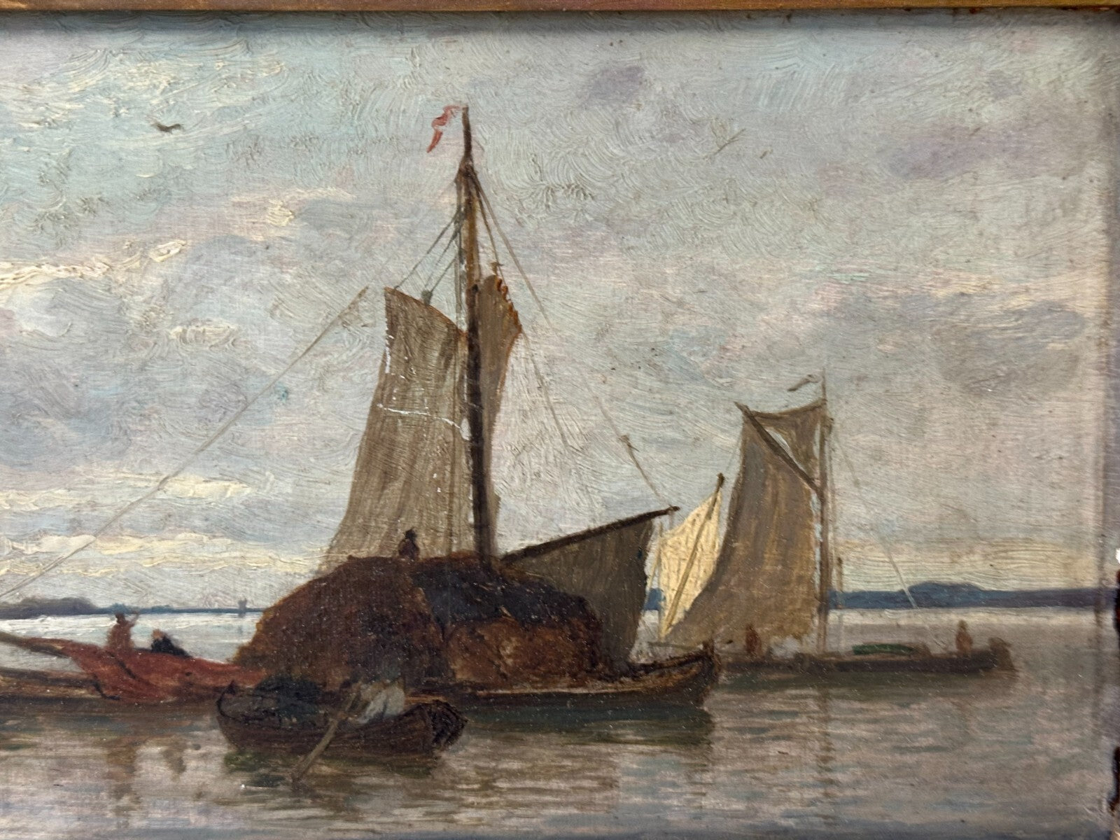 Öl auf Holzplatte - Blick auf Rotterdam um 1890/1900 - Gustav Schönleber - sign.1