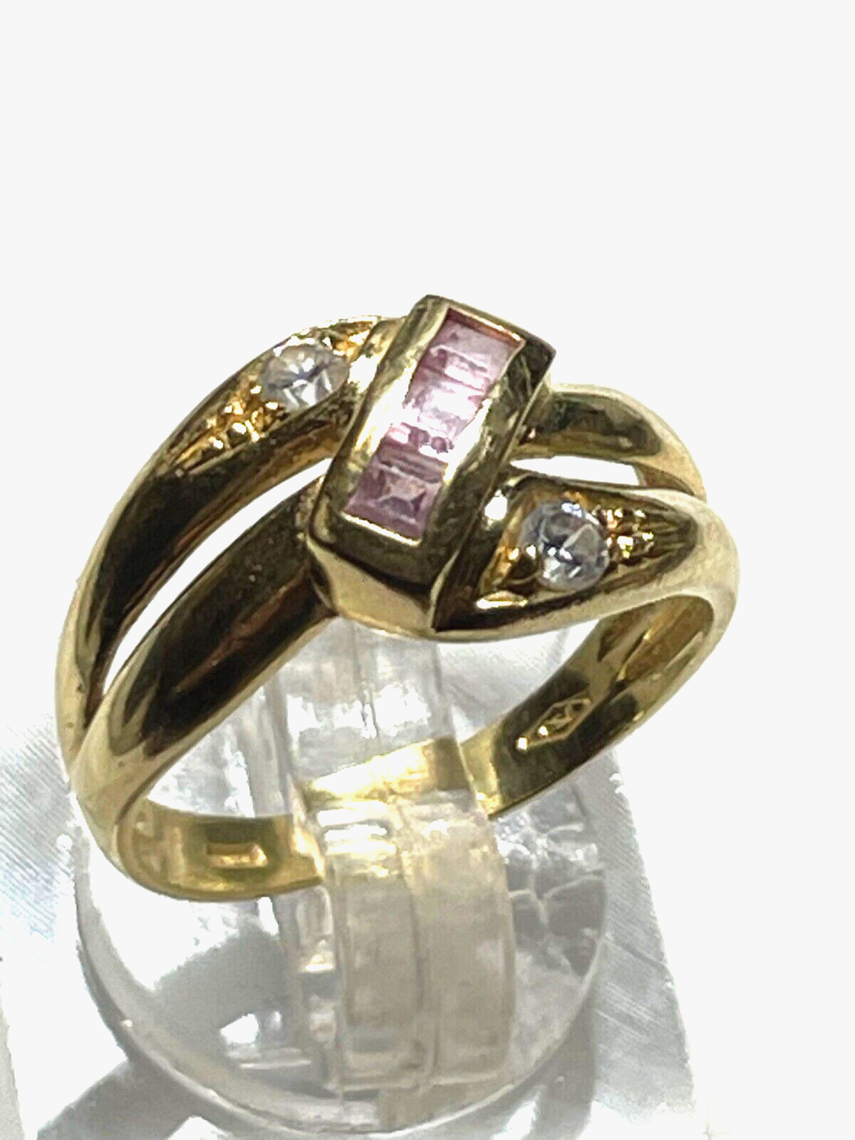 Moderner 750 Gold 18 K Ring Morganit + Moissanit  Ø 17 mm RG 53 Juwelier 3,5 Gr.3