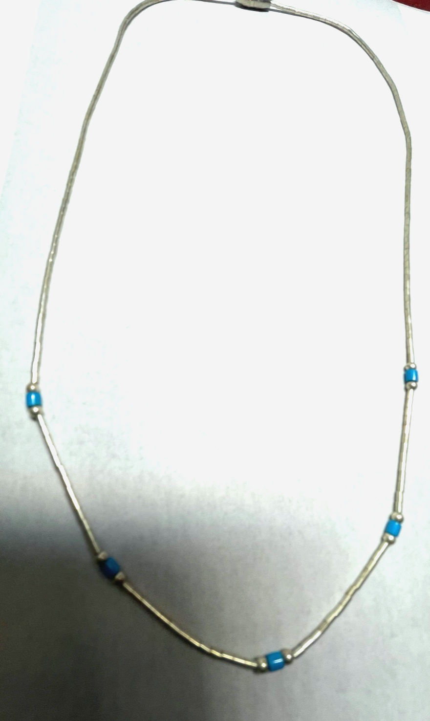 Vintage Zuni indianerschmuck Kette Collier 925 Sterling + Türkis unisex L 41 cm2