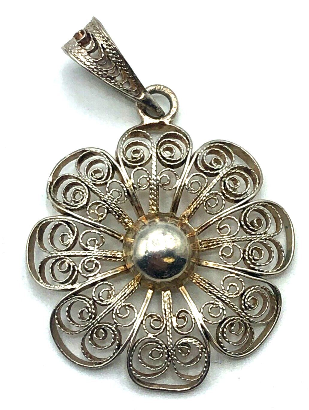 Vintage Filigran Anhänger 800 Silber Blüte Filigransilber Handarbeit Ø 22 mm3