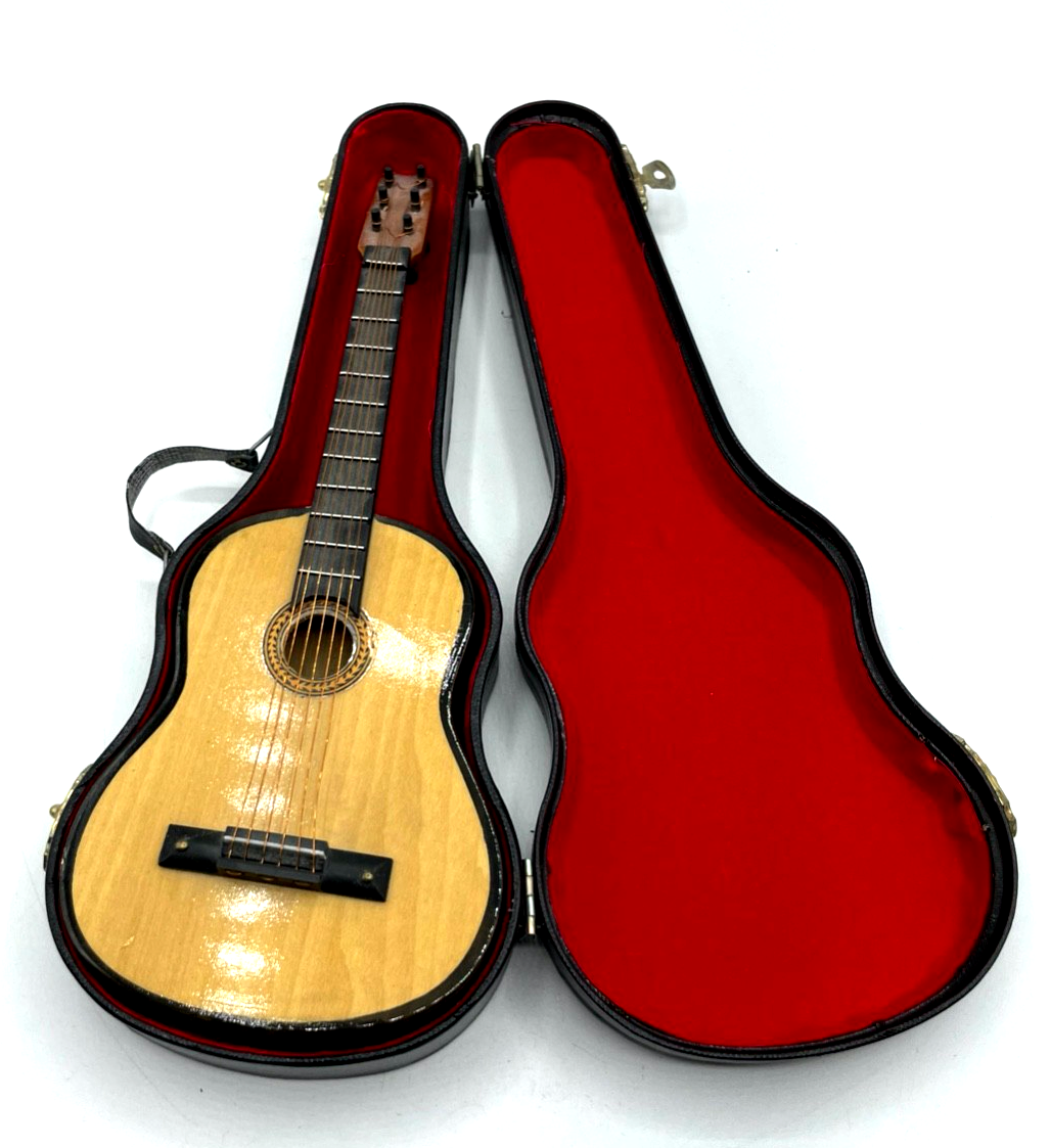 2 x Miniatur Musikinstrument Gitarre + Mandoline im Koffer Handarbeit gepflegt7