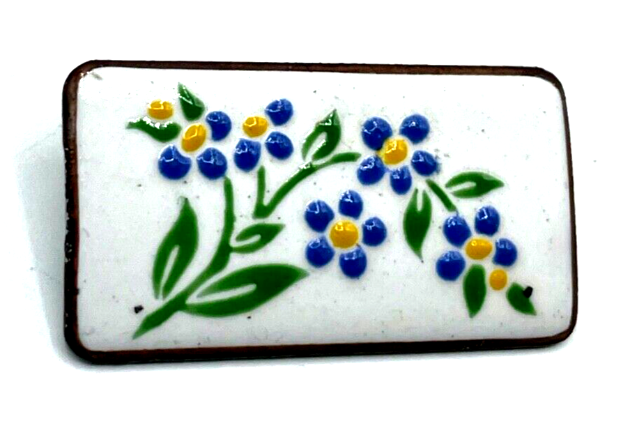 Vintage Emaille Brosche Anstecknadel Handarbeit feine Handmalerei sehr gepflegt2