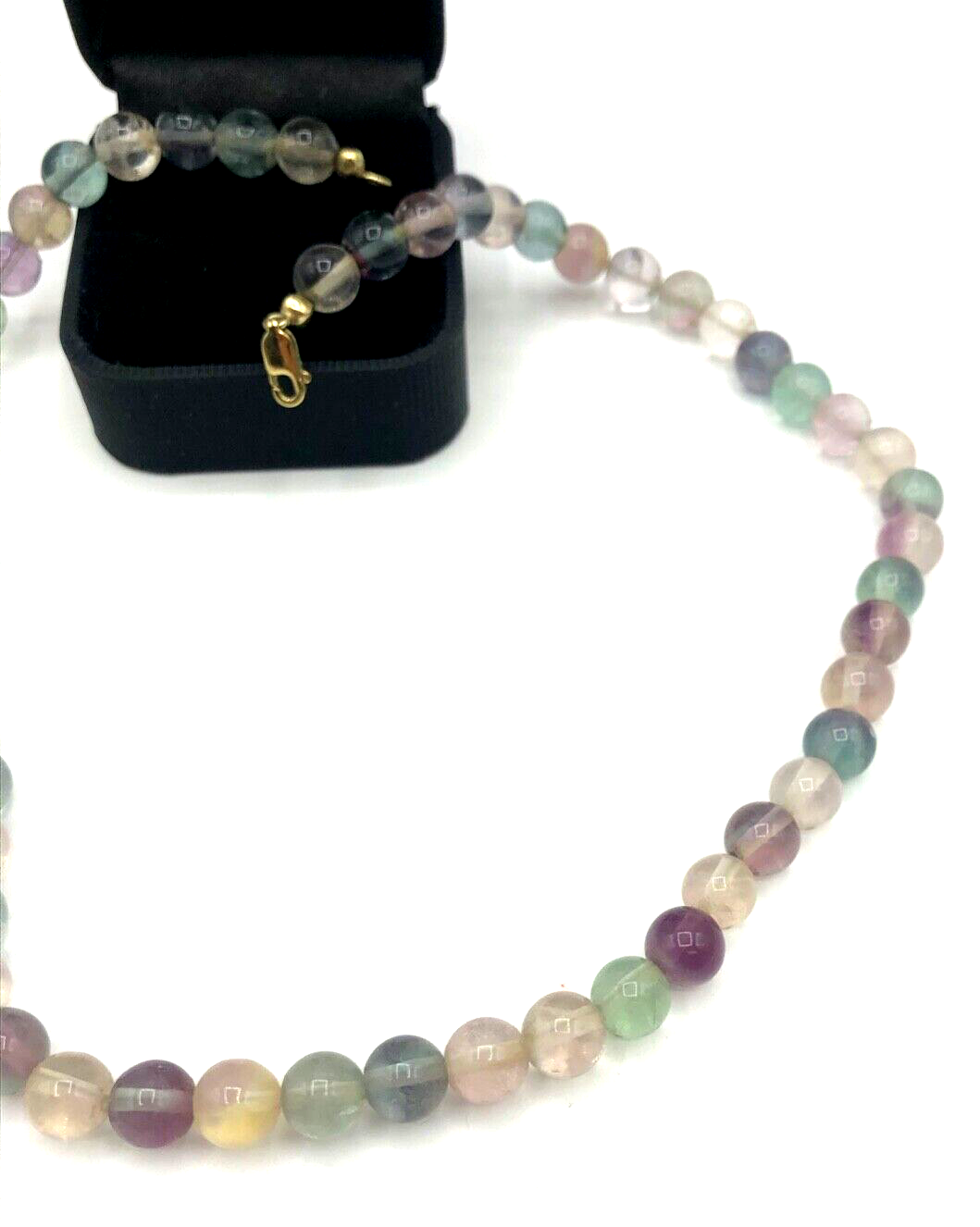 Attraktive Fluorit Kette Kugelkette 375 Gold 9 K Karabiner L 45 cm Ø 7 mm gepfl.3
